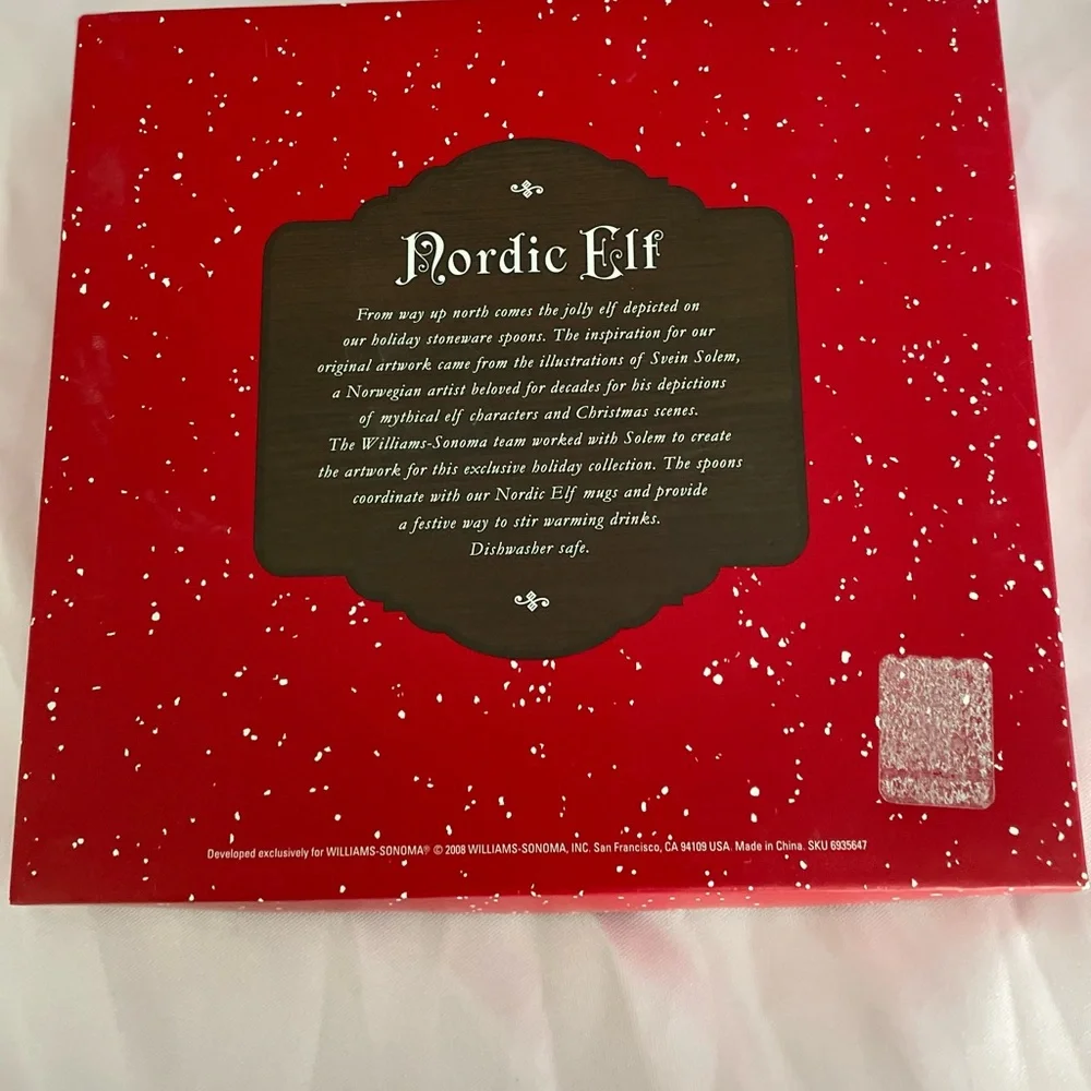 Williams Sonoma Nordic Elf Stoneware Spoons – Set of 4 Christmas Coffee Spoons